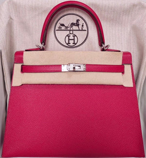 Hermes Kelly 25 Framboise Epsom Sellier Palladium hardware