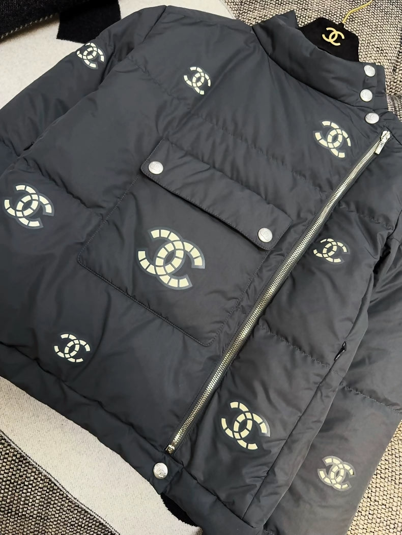 Chanel 21N Coco Neige ski collection gray down jacket