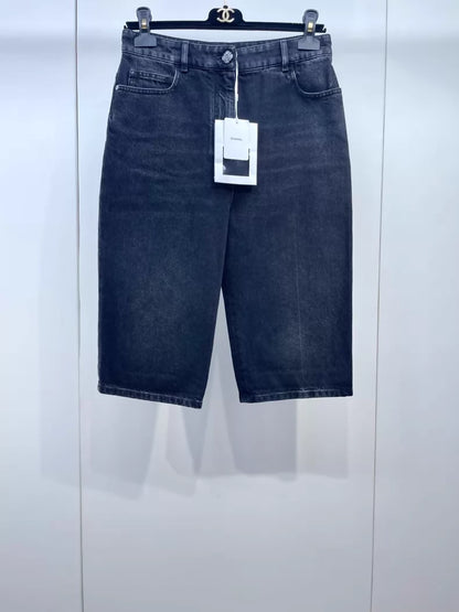 Chanel 24A Black Denim Shorts