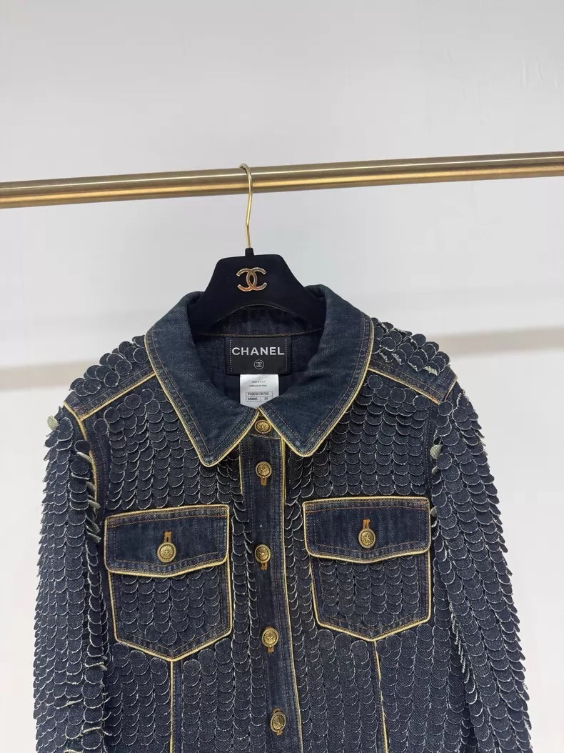 Chanel 14A Dallas collection denim fish style jacket