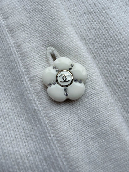 Chanel 23K White Camellia Knit Vest