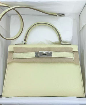 Hermes Mini Kelly 20 Jaune Milton Epsom palladium hardware