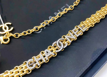 Chanel Chain Belt in Gold with CC letters and rhinstone