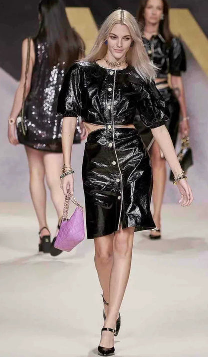 Chanel 22S Black Leather dress