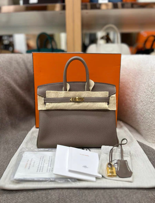 Hermès Birkin 25 Etoupe Togo Leather Gold Hardware