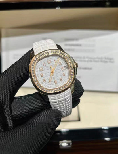 Patek Philippe PP5268/200R-001 Rose Gold Aquanaut Ladies' Watch, White Dial