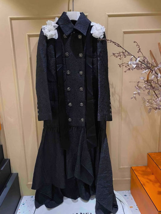Rare Chanel 2021 Black Long Coat/Dress 36