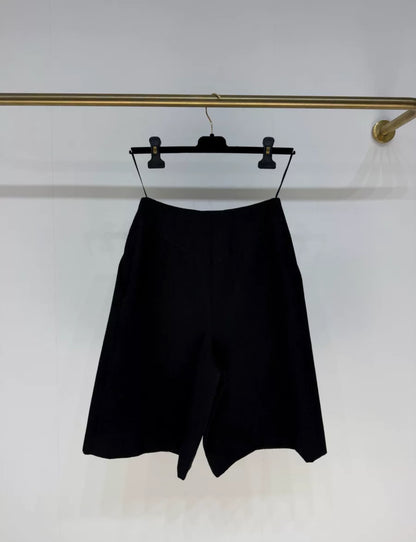 Chanel 23B Black Wool Bermuda Shorts