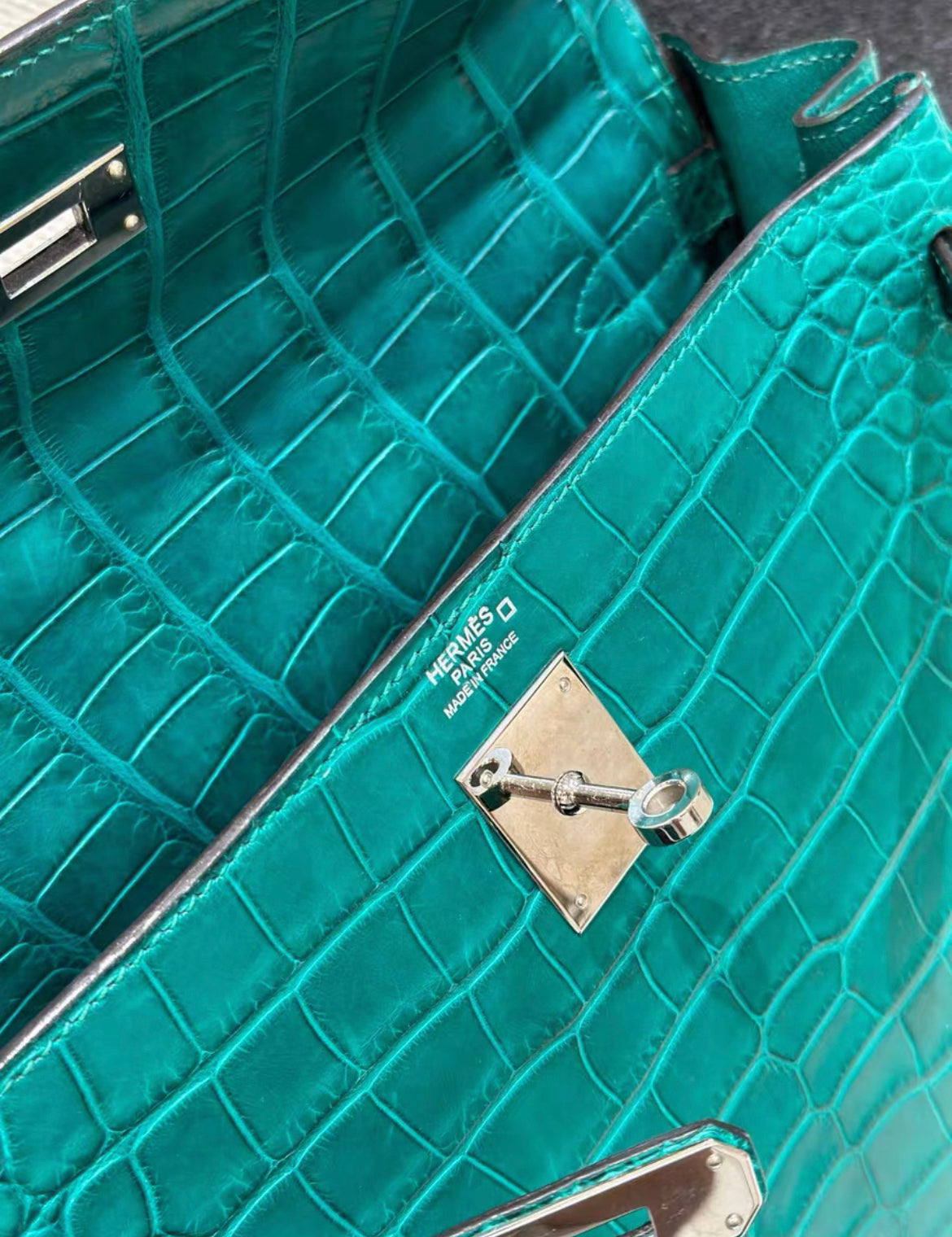 Hermès Malachite Matte Alligator Kelly Retourne 32 Palladium Hardware