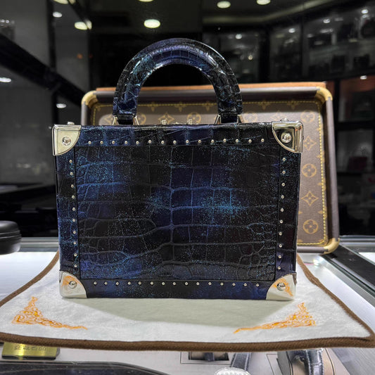 Louis Vuitton Petite Valise Black/Blue crocodile leather star dust