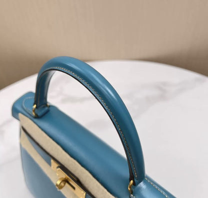 Hermès Kelly Sellier 28 Blue Box Palladium Hardware