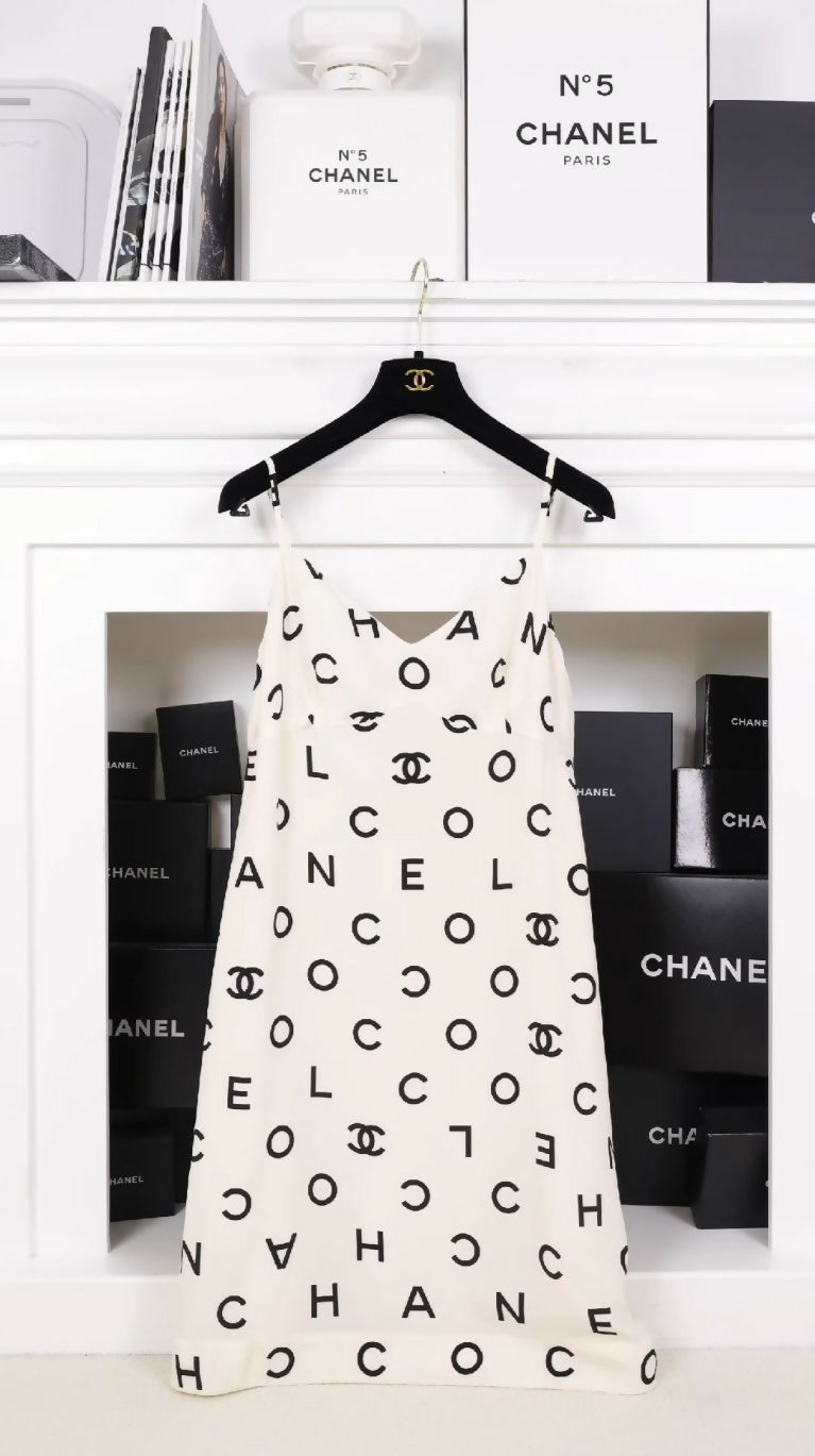 Chanel 1997 black and white silk dress