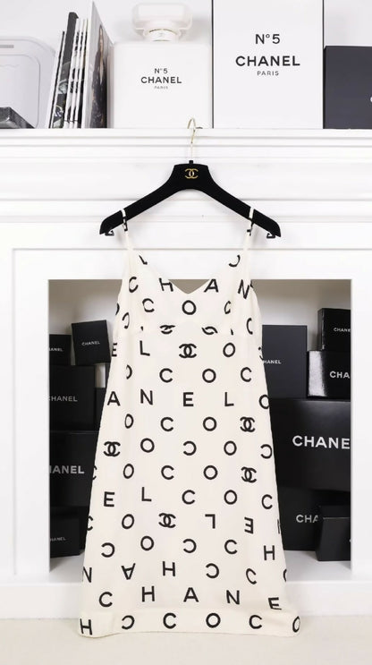 Chanel 1997 black and white silk dress