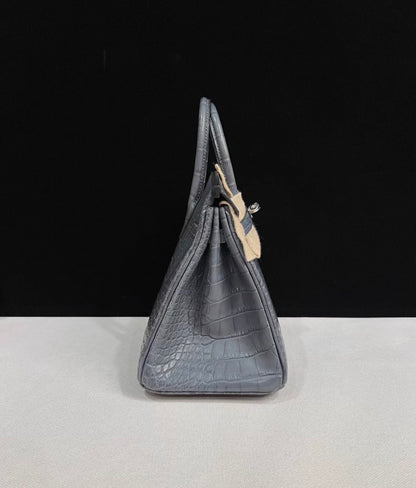 Hermès Birkin 25 grey Gris misty matte crocodile leather palladium hardware