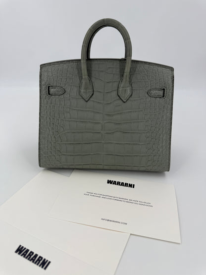 Hermès Birkin 20 Gris Ciment Matte Alligator Gold Hardware