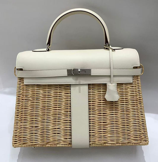 Hermes Kelly 35 picnic in nata palladium hardware