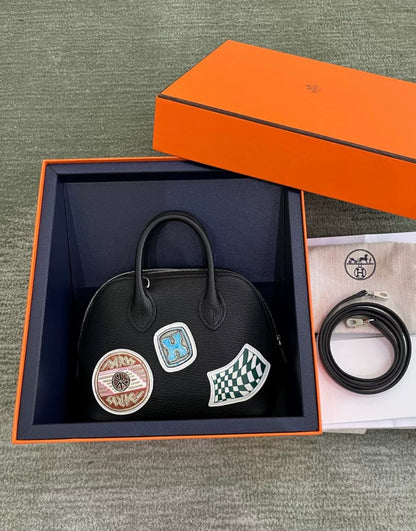 HERMÈS Limited Edition Mini Bolide 1923 Travel Black Chevre Palladium hardware