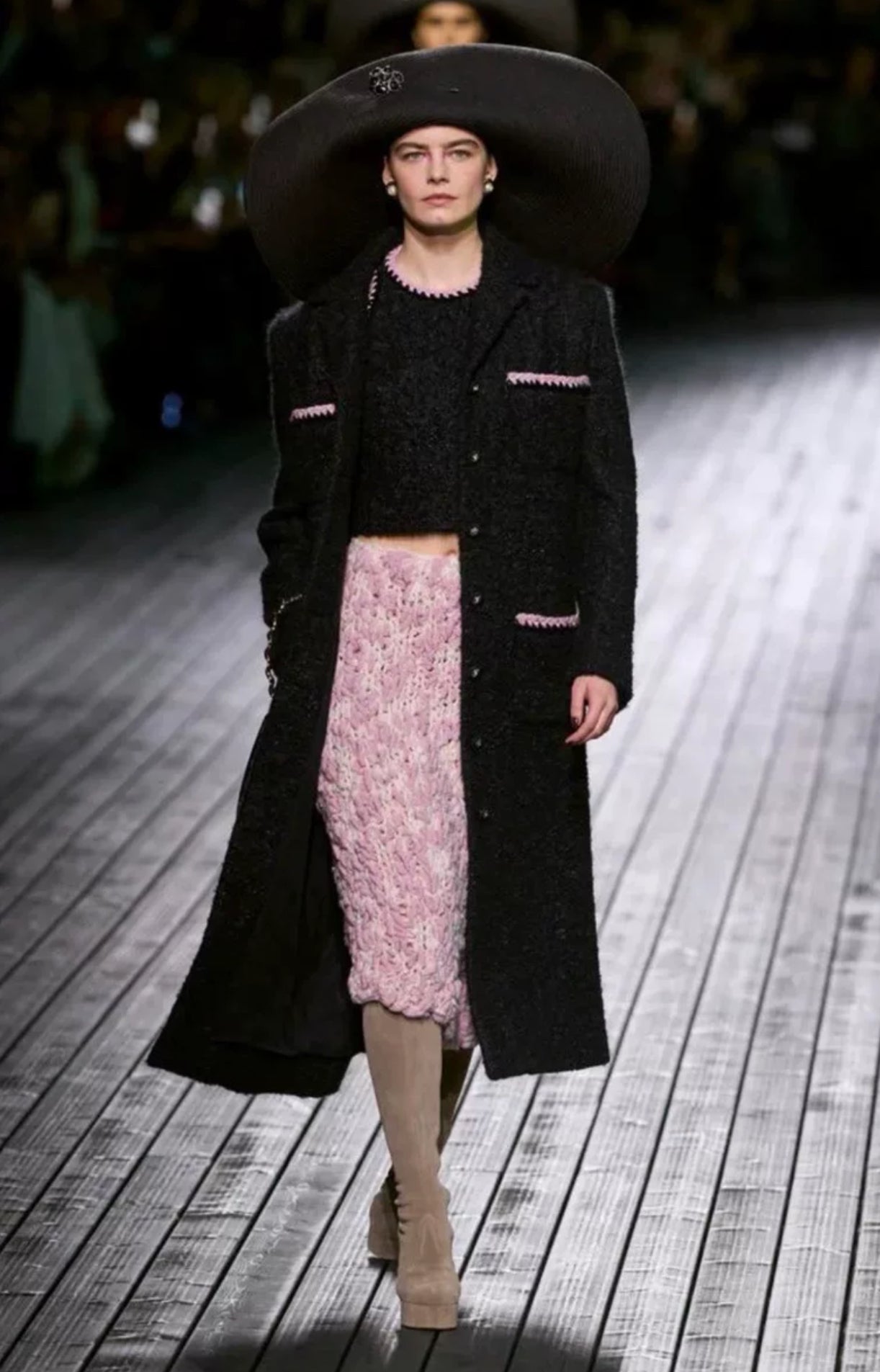 Chanel 24K black tweed long coat