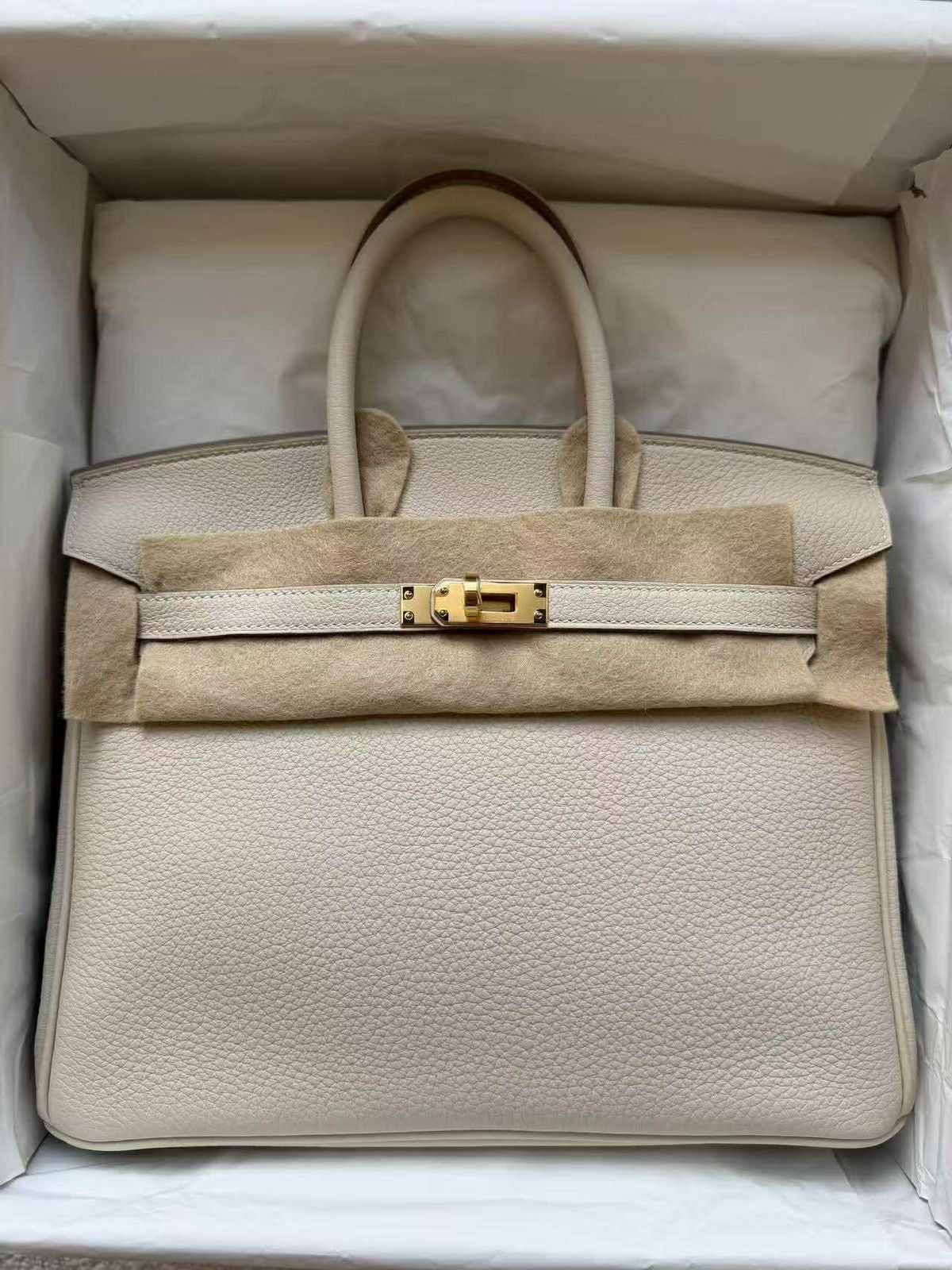 Hermes Birkin 25 Craie Togo leather Gold hardware