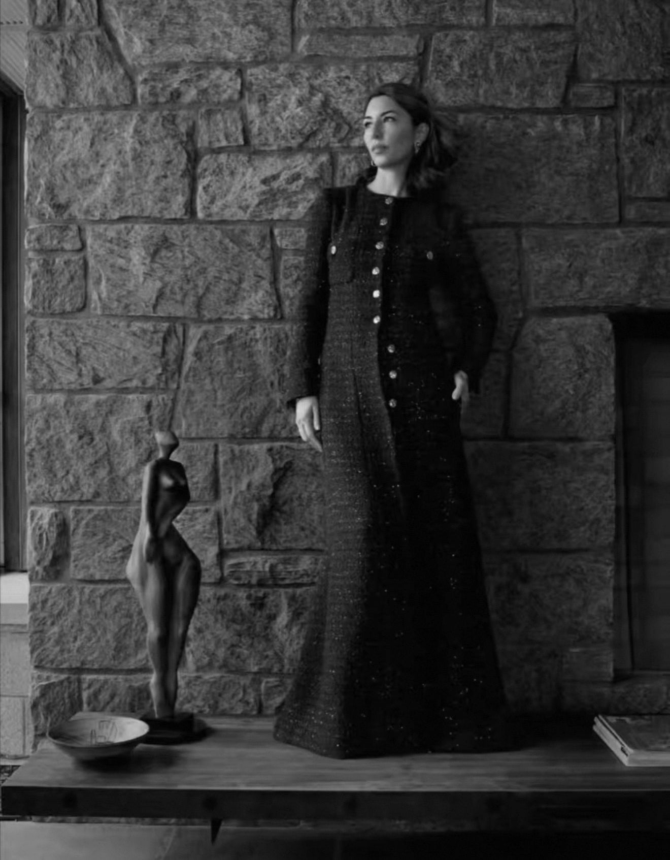 Chanel 22A Black Sequinned Long Coat 36FR