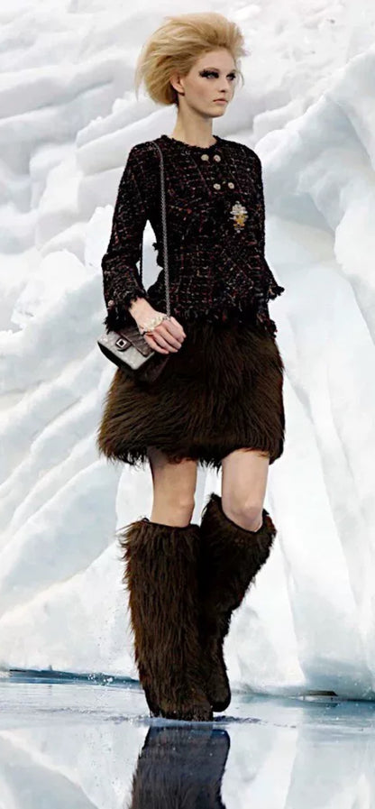 chanel 10A black tweed fringed jacket