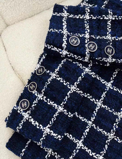 Chanel 24P Blue and White Tweed Jacket size 36