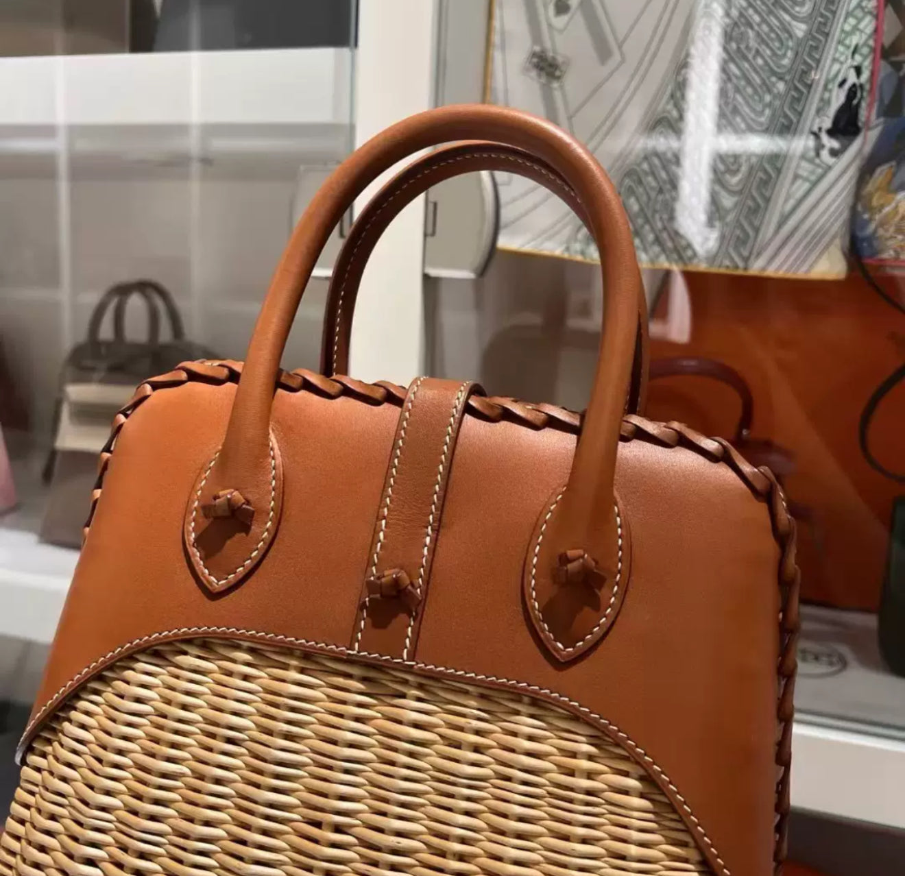 Hermes Limited Edition Bolide Bag Picnic Osier Wicker & Barenia Leather