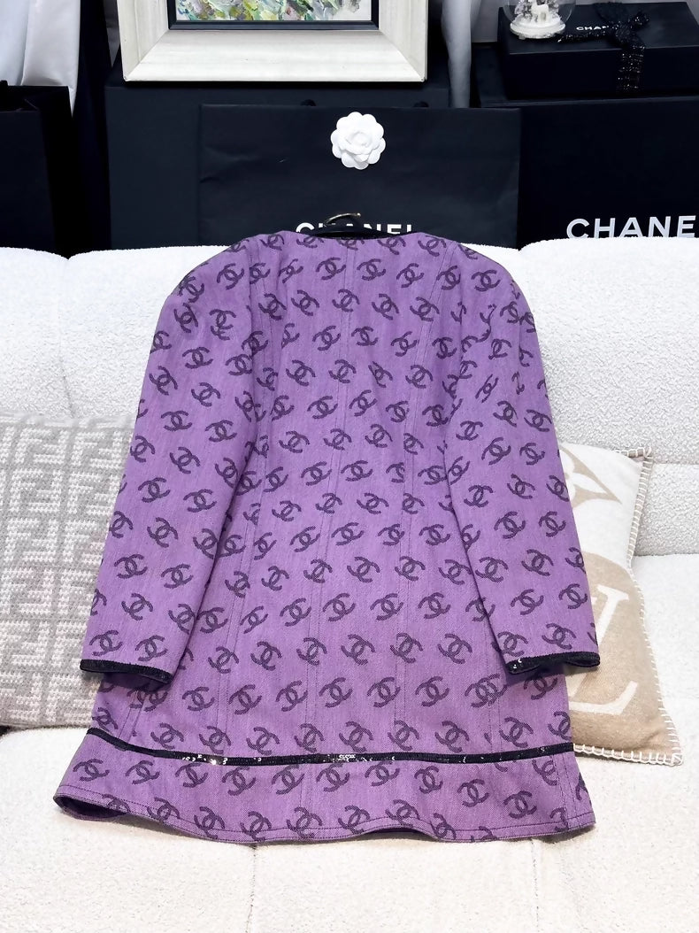 Chanel 22SS purple denim cc logo dress jacket