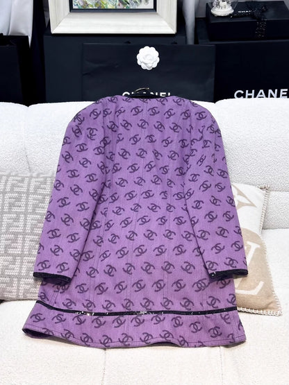 Chanel 22SS purple denim cc logo dress jacket