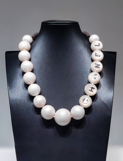 Rare Chanel 99A White Acrylic Ball Necklace