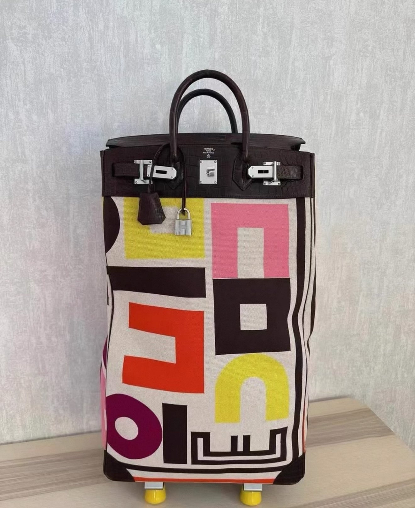 Hermès Petite H Birkin 40 Roller Toile Ebony Matte Crocodile Leather Palladium Hardware