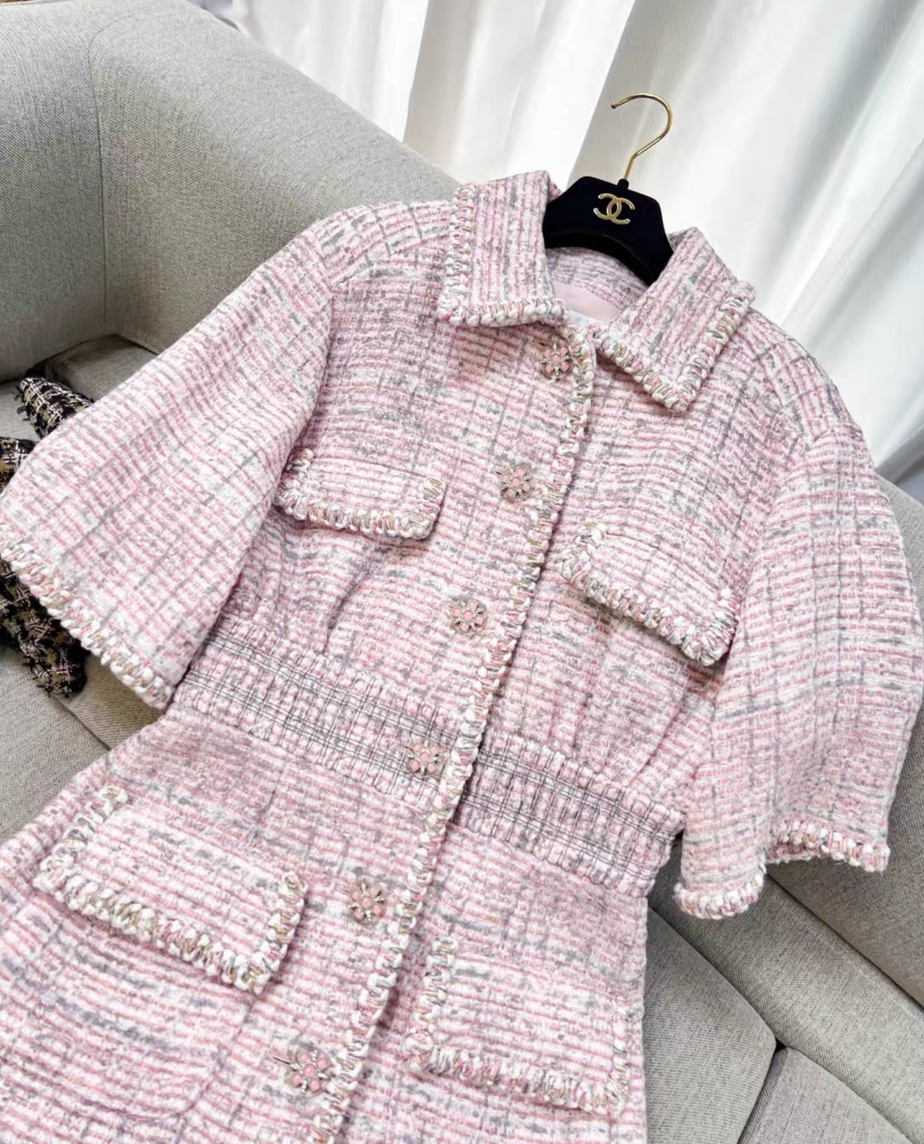 Chanel 19S pink tweed dress Chanel 19S pink tweed dress