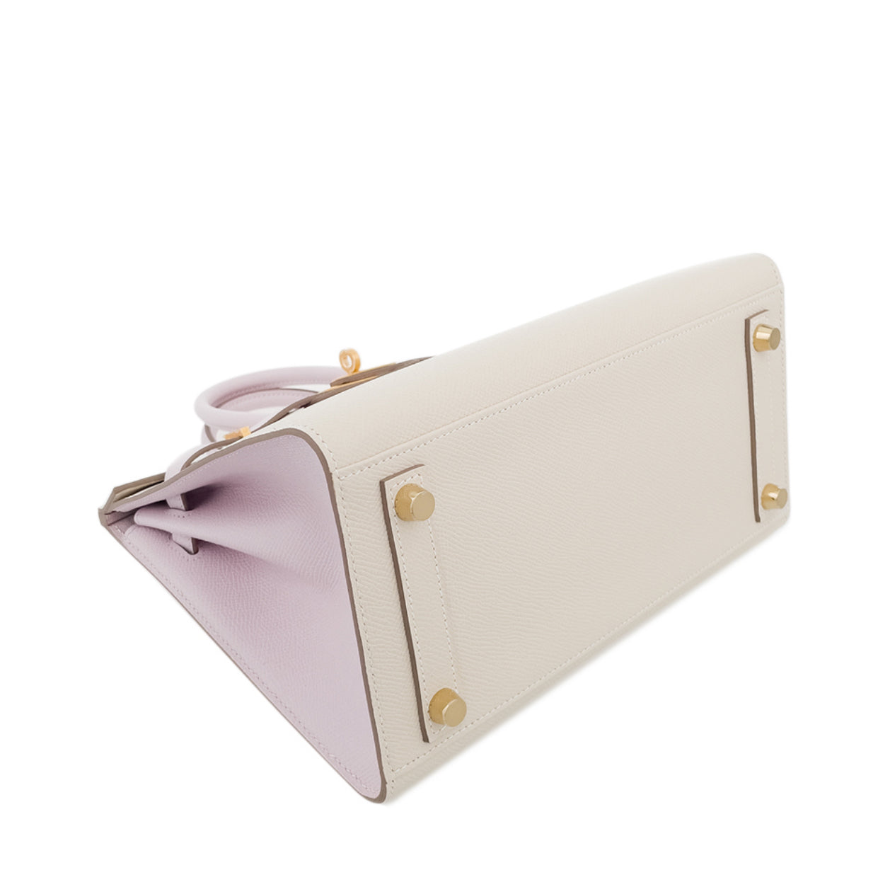 Hermès Birkin 25 Sellier Craie and Mauve Pale Epsom Gold Hardware