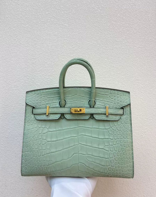 Hermès Birkin 20 Vert d'Eau Matt Alligator Gold Hardware