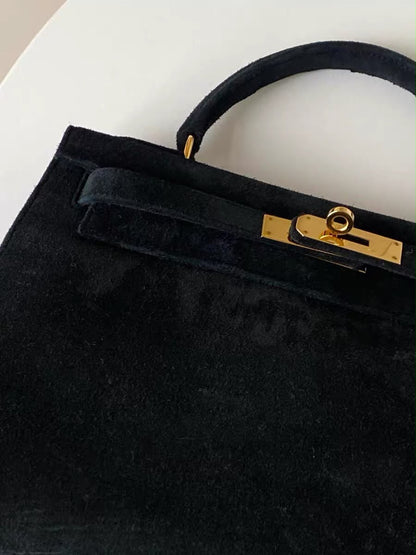 Hermes Kelly 28 Black Doblis leather Gold Hardware