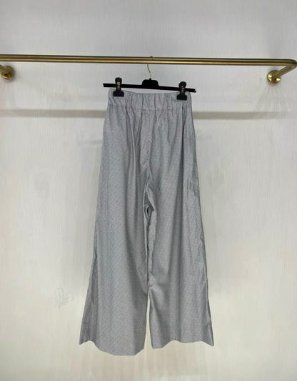 Chanel 24p gray stripped cc logo wide leg pants size 34