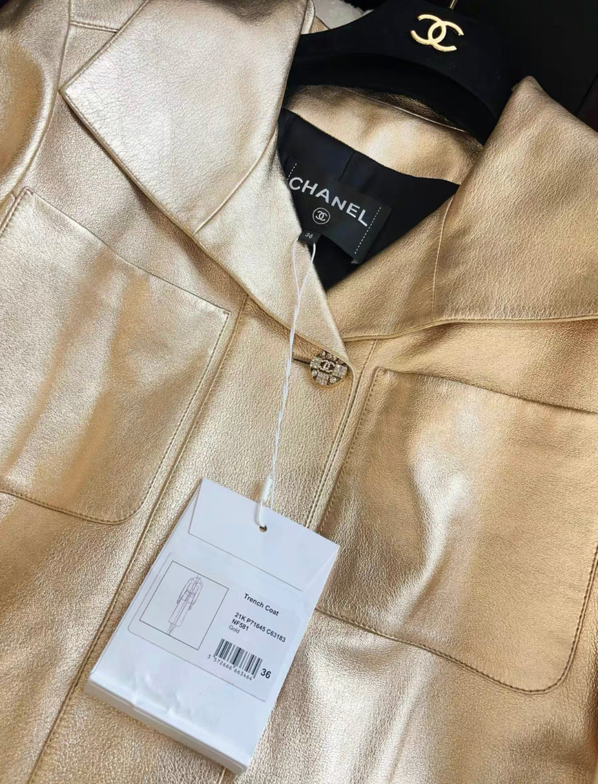 Chanel 21k Gold Trench Coat size 36