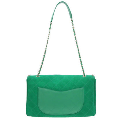 CHANEL Brag My Bag Quilted Suede Chain Shoulder Bag Pharrell suede lamskin XXL flap bag Green