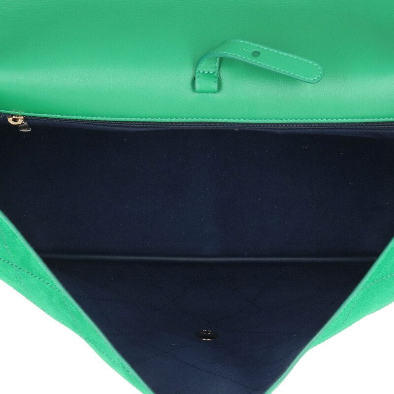CHANEL Brag My Bag Quilted Suede Chain Shoulder Bag Pharrell suede lamskin XXL flap bag Green