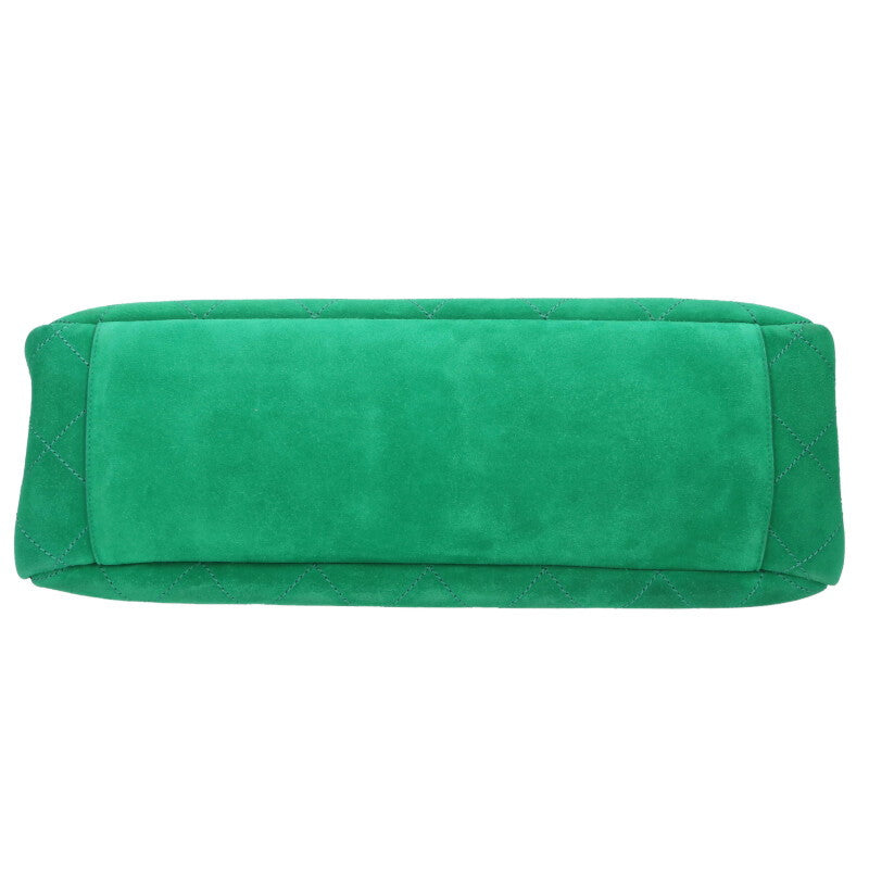 CHANEL Brag My Bag Quilted Suede Chain Shoulder Bag Pharrell suede lamskin XXL flap bag Green