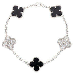 Van Cleef & Arpels K18WG 5P Onyx/Diamond Bracelet VCARP2R900 Vintage Alhambra