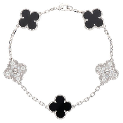 Van Cleef & Arpels K18WG 5P Onyx/Diamond Bracelet VCARP2R900 Vintage Alhambra