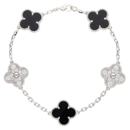 Van Cleef & Arpels K18WG 5P Onyx/Diamond Bracelet VCARP2R900 Vintage Alhambra