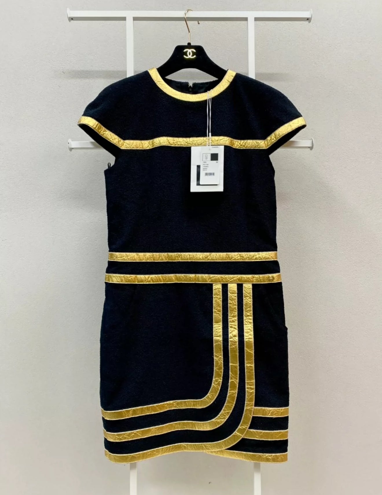 Chanel 19A Black Gold Dress