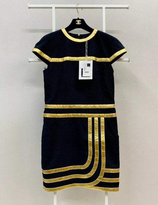 Chanel 19A Black Gold Dress