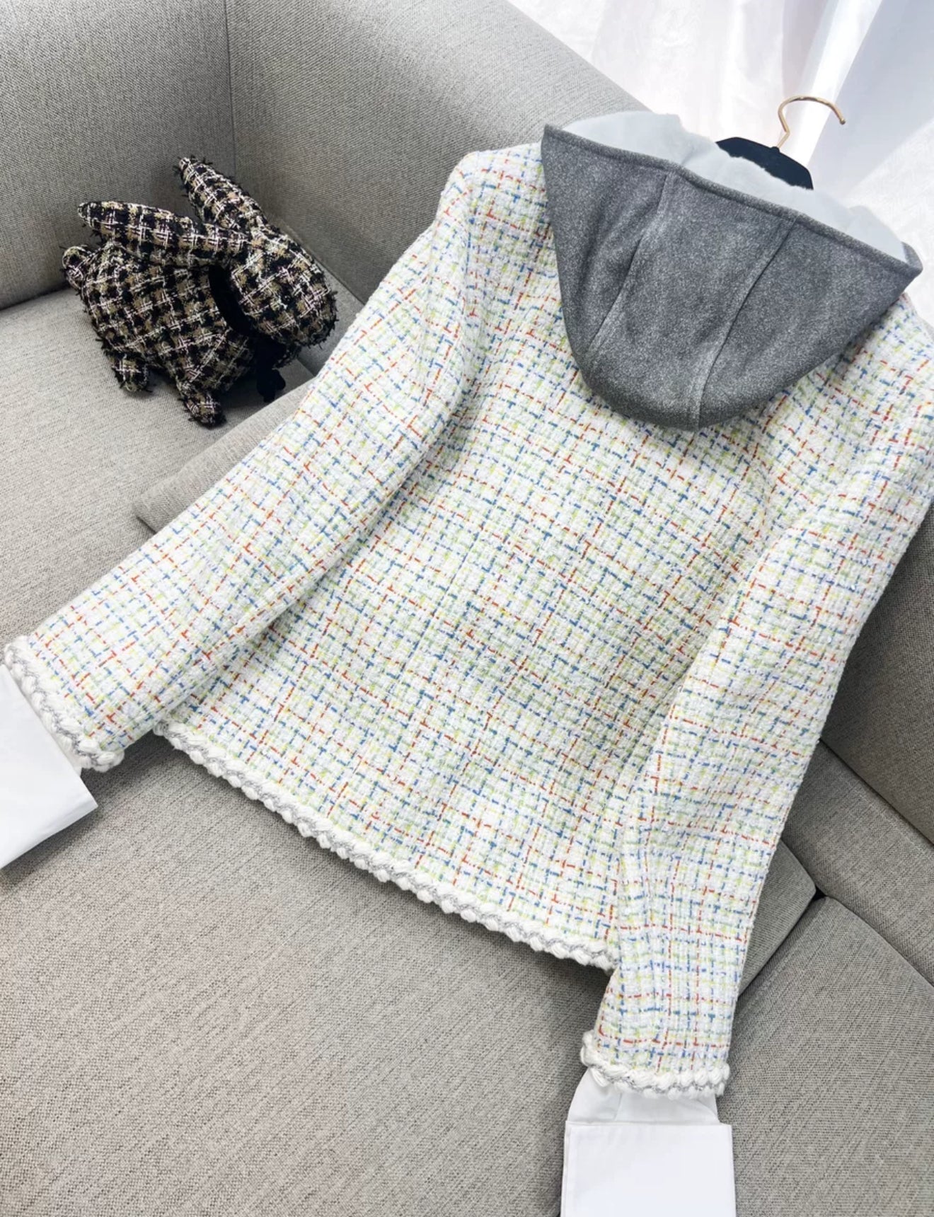 Chanel 25C Multicolor Tweed hooded Jacket