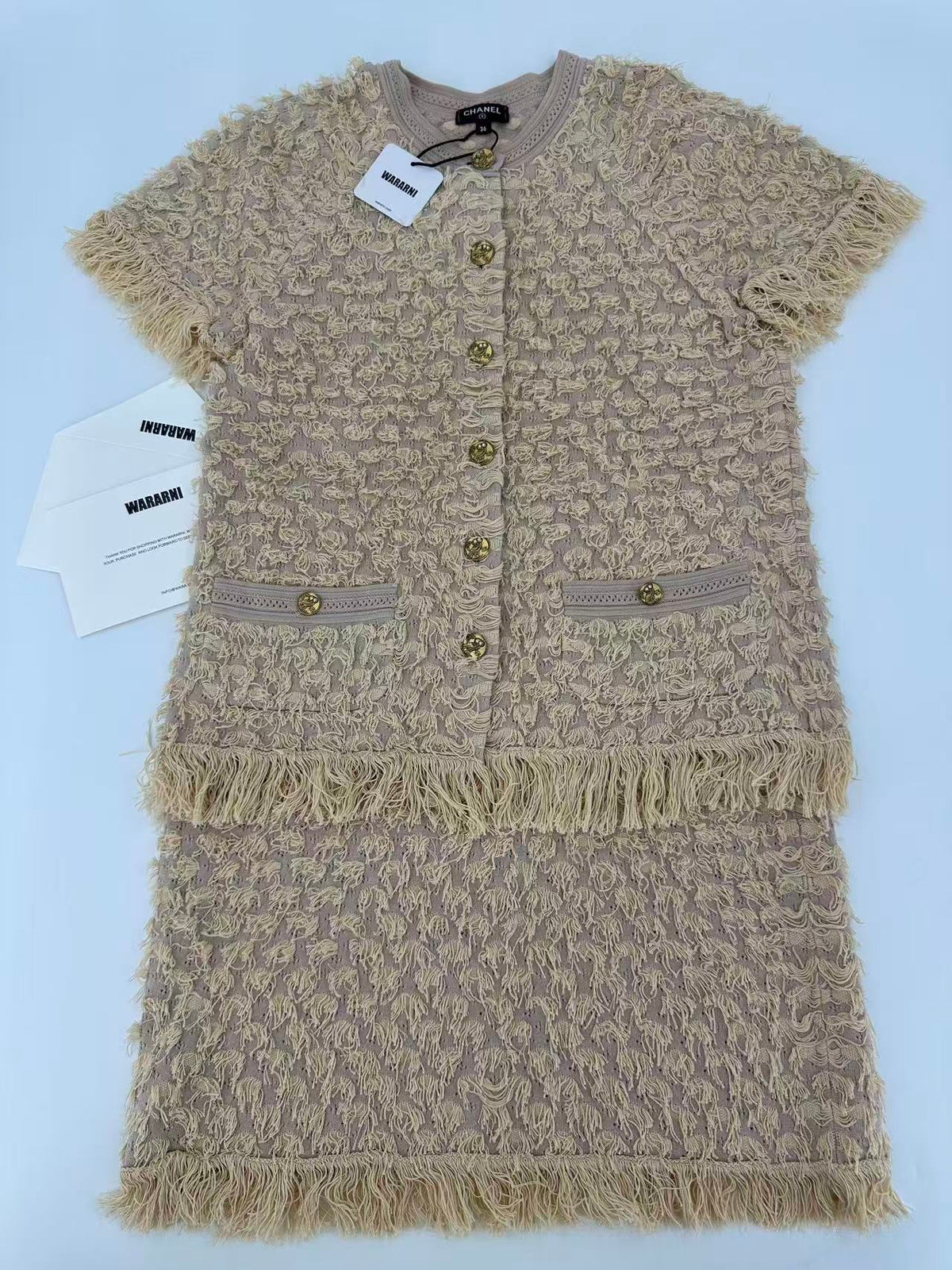 Chanel 18C light Yellow cardigan and skirt suit set