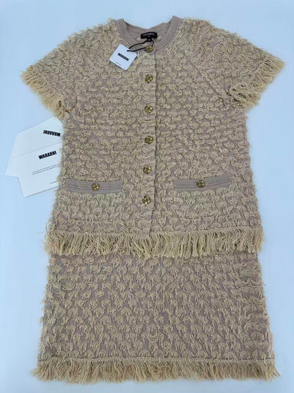 Chanel 18C light Yellow cardigan and skirt suit set