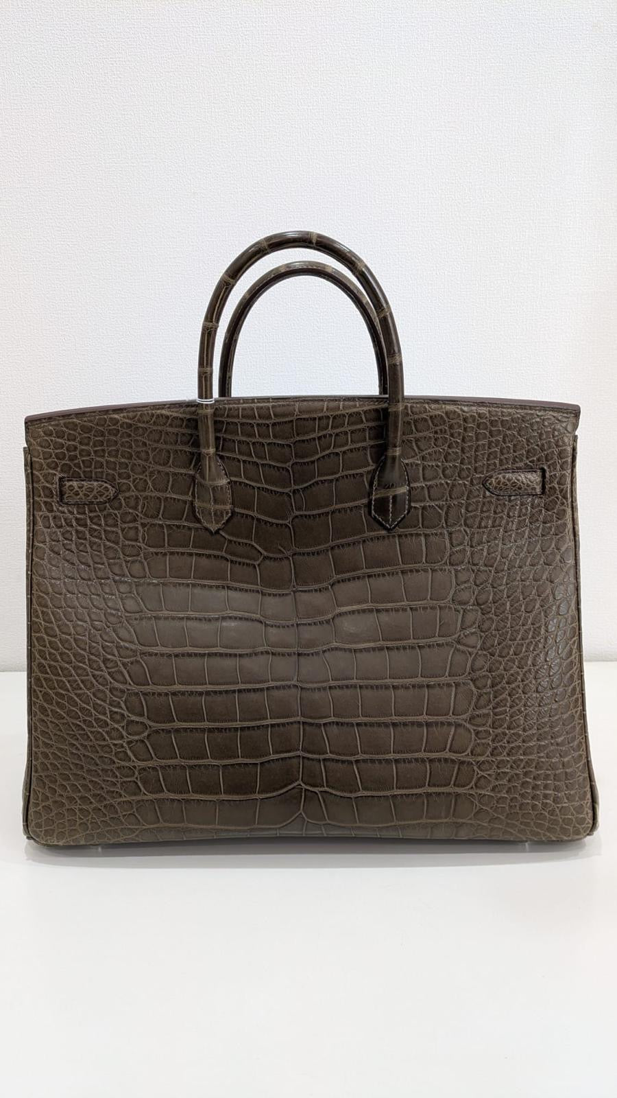 Rare Hermes Birkin 40 Gris Elephant Matte Alligator leather palladium hardware