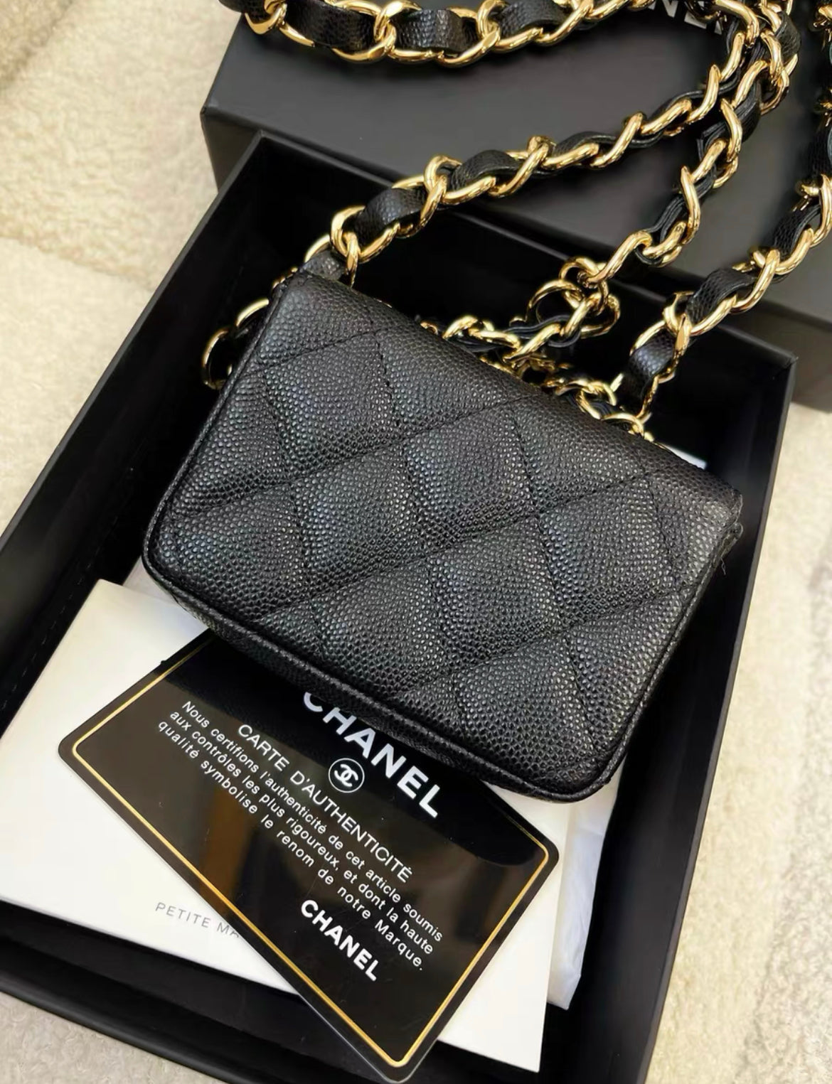 Chanel 21B Caviar Mini Chain Belt bag Gold Hardware – Wararni.com
